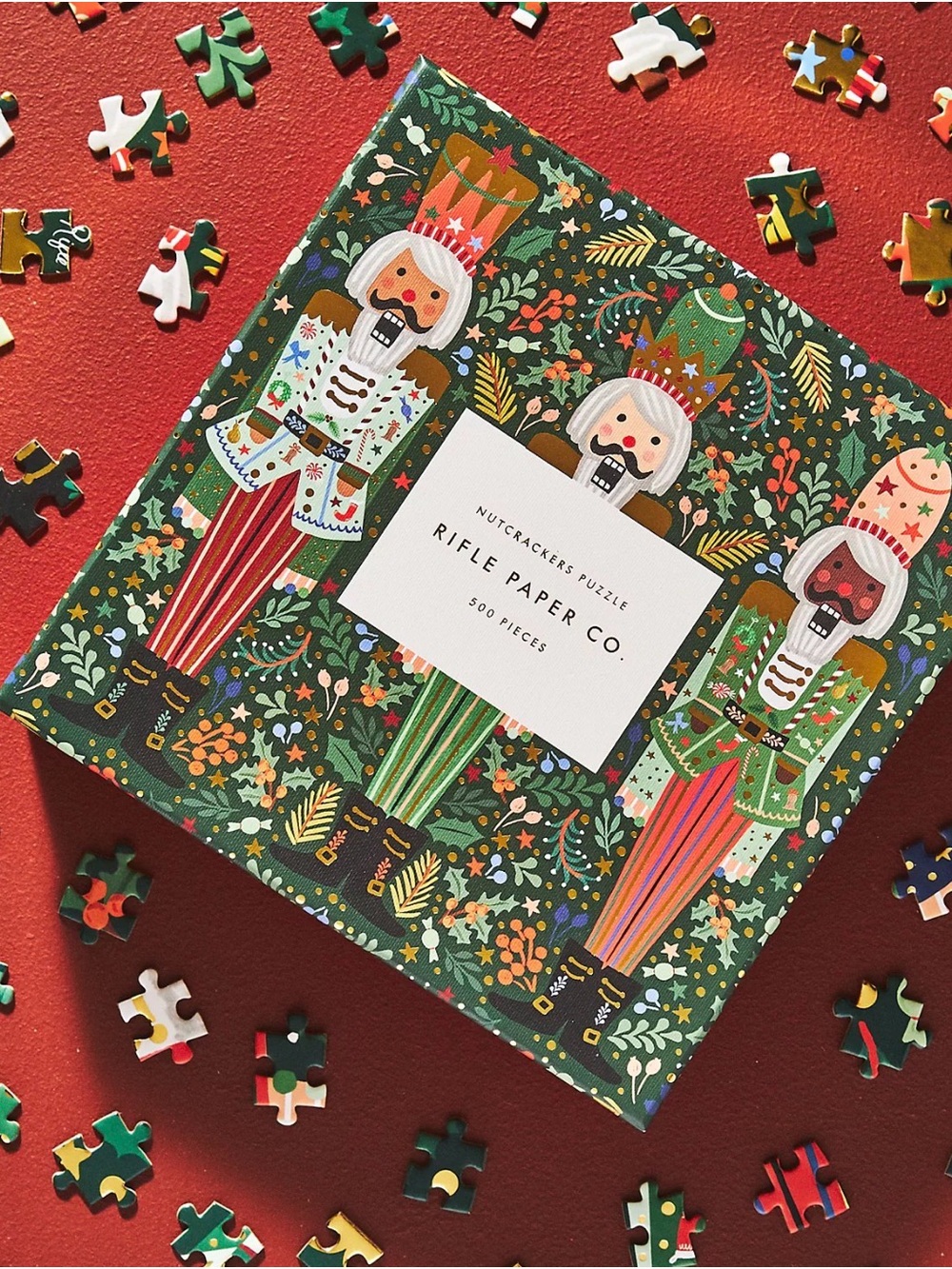 Rifle Paper Co. Nutcrackers Puzzle – Green, Red, Yellow Holiday Artwork